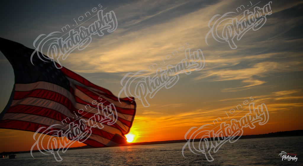 Sunset with American Flag
